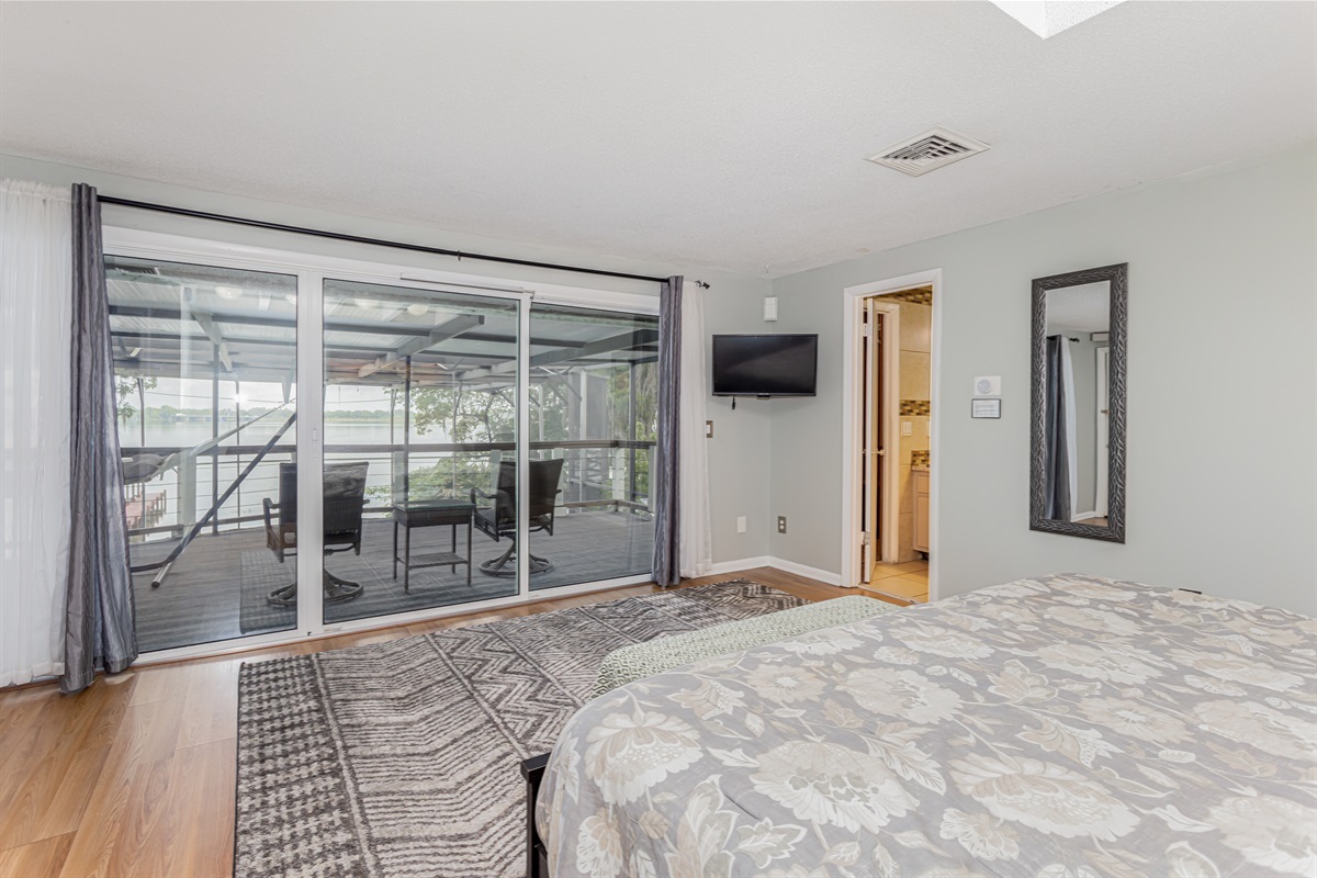 Wake up to serene lake views.