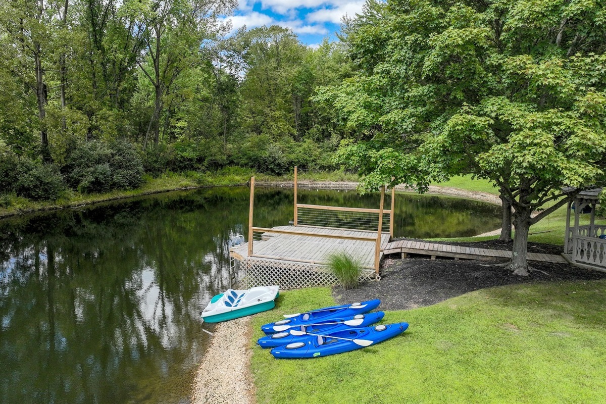 3 kayaks and 1 pedal boat!