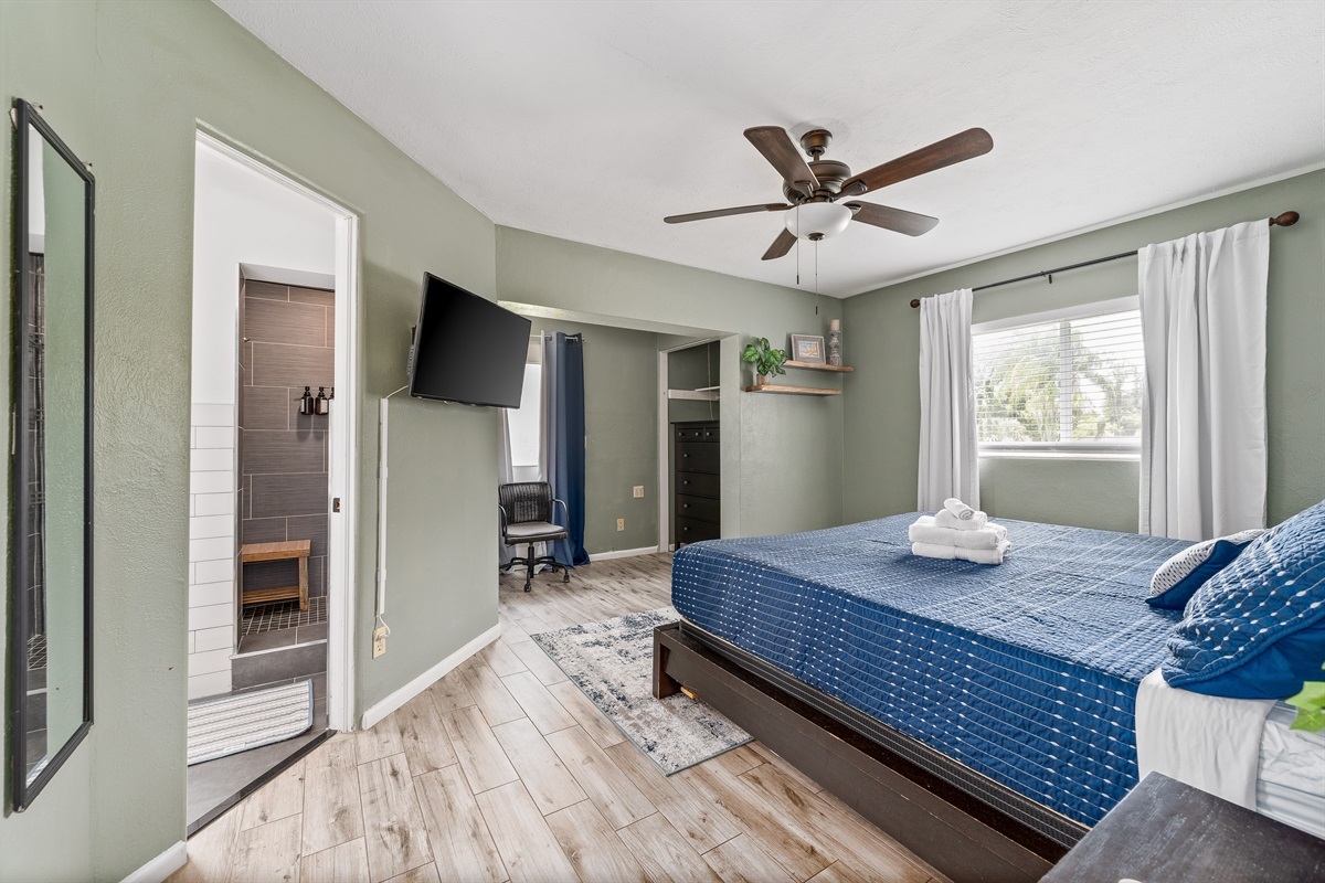 Sleep soundly in a king-size bed.