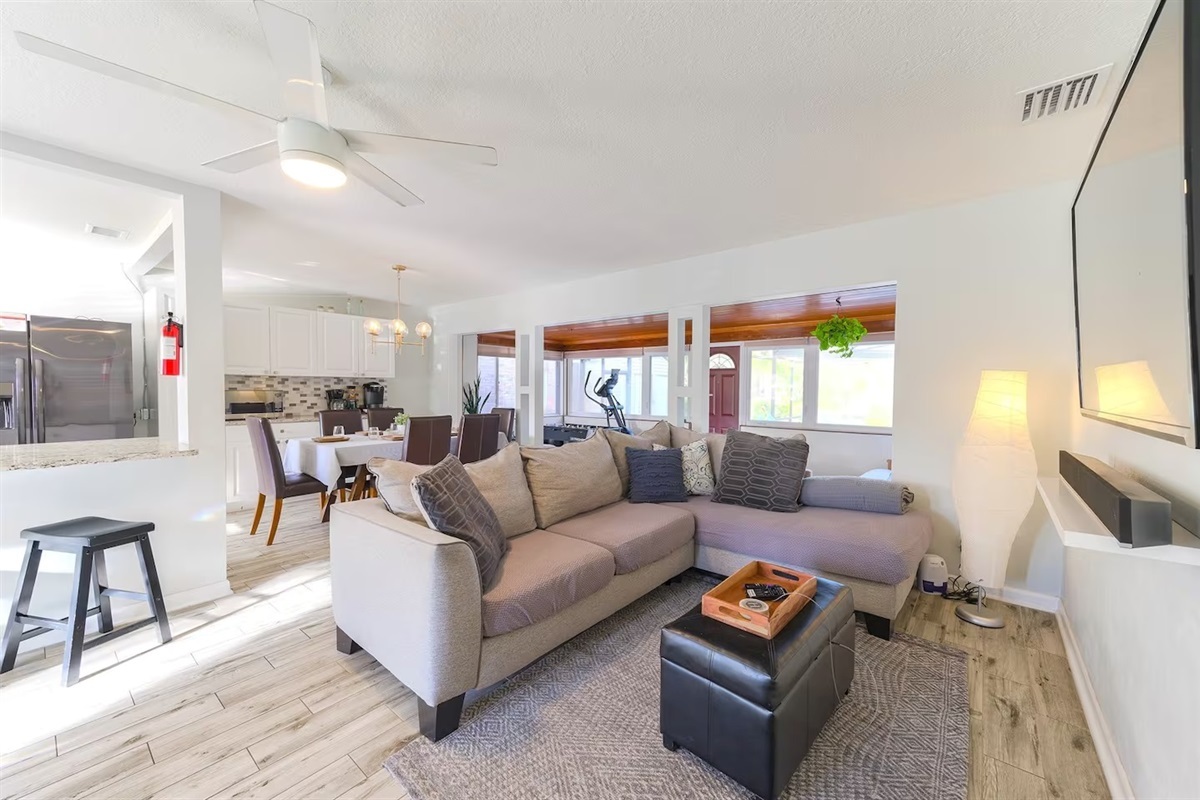 Living room and dining room.