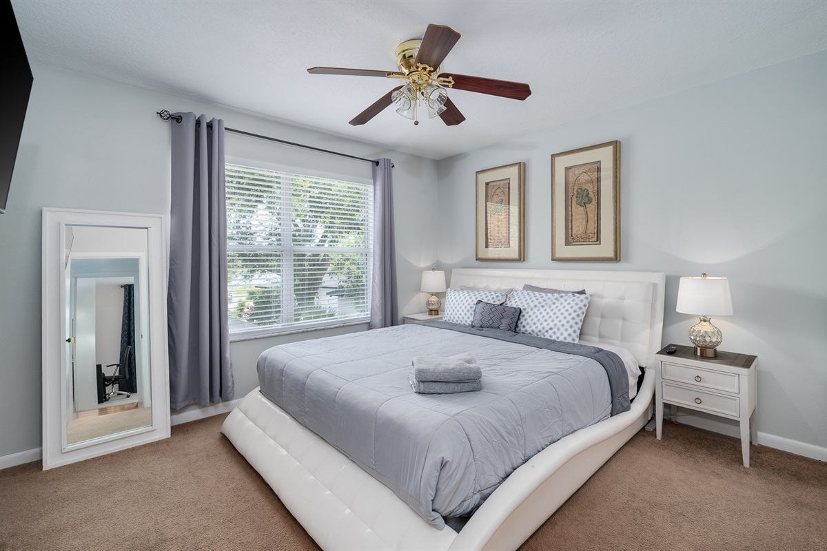 Luxurious king-size bed.