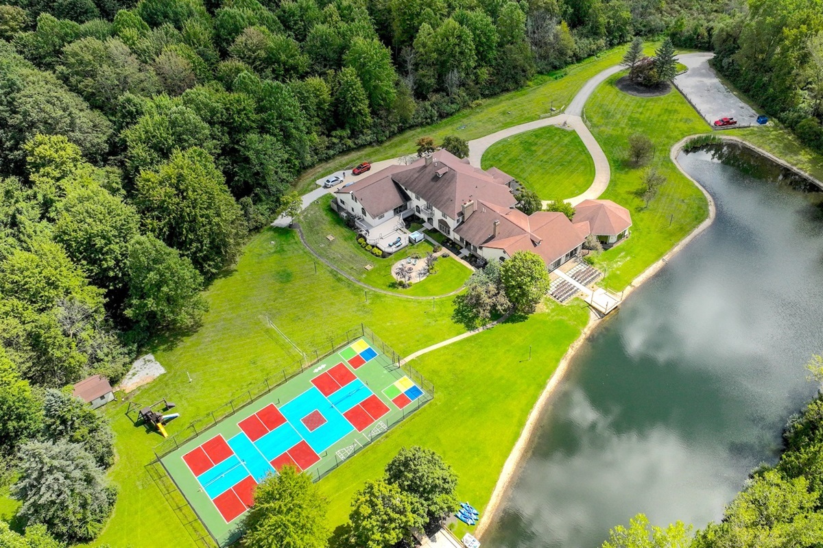 triple pickle ball courts and many outdoor games!