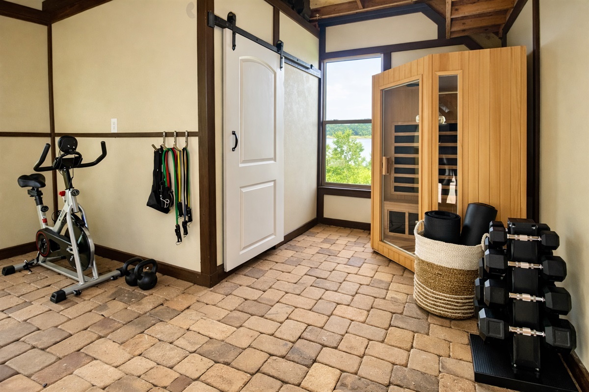 Recharge in the private sauna and home gym, great for wellness retreats and active getaways.