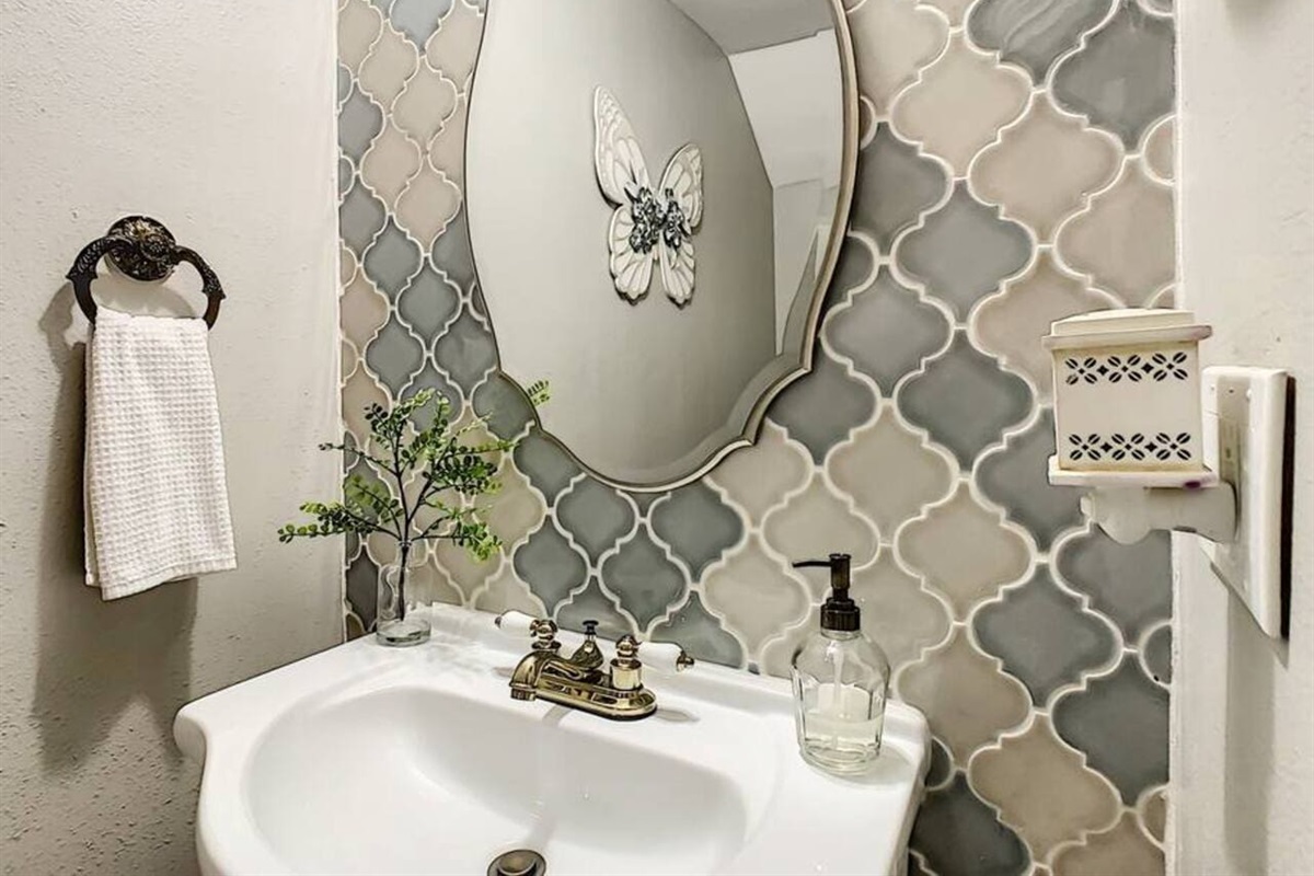 Convenient half bathroom located downstairs near the bridal suite.