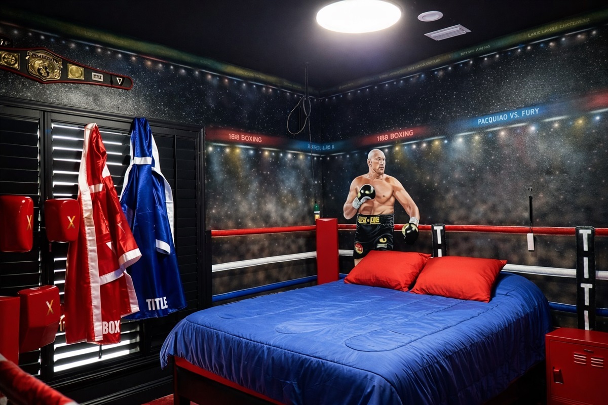 Step into the boxing-themed room. Guests say it&rsquo;s a total knockout! 🥊