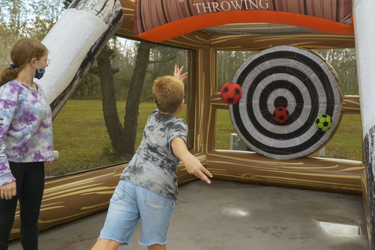 Test your aim at our inflatable sports challenge