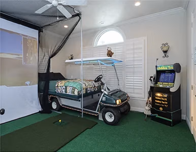 Golf Simulator Bedroom at Lake Louisa Chateau — Orlando vacation rental