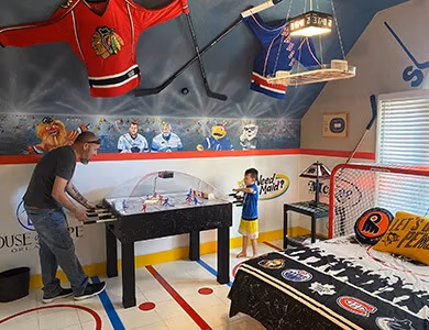The Ice Hockey Bedroom at Lake Louisa Chateau — Orlando vacation rental