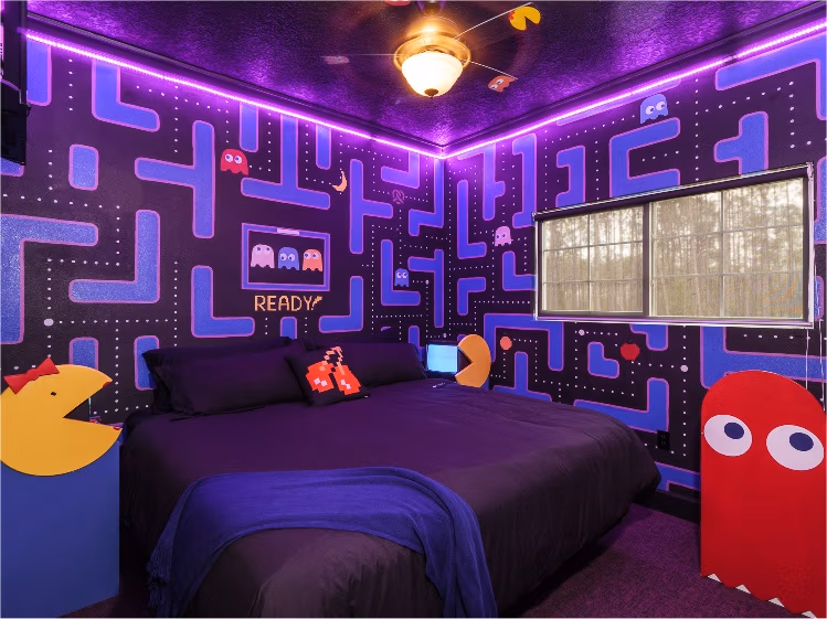 Ms. Pac-Man Bedroom (80s Video Game Room) at Great Escape Parkside — Orlando vacation rental